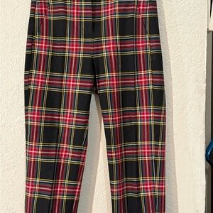 J. Crew Plaid Trousers in Red, Yellow, and Black